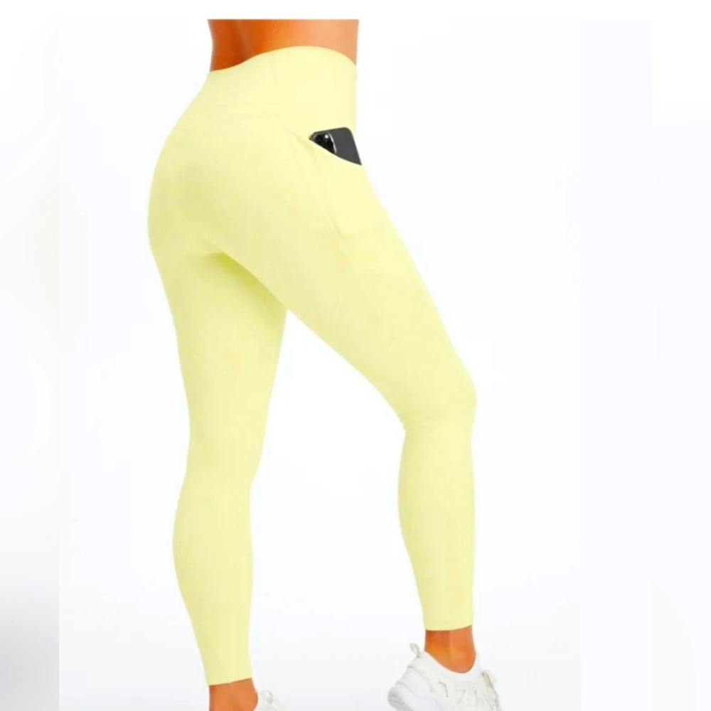 Fabletics high waisted spring oasis 7/8 leggings xl nwt lemon yellow